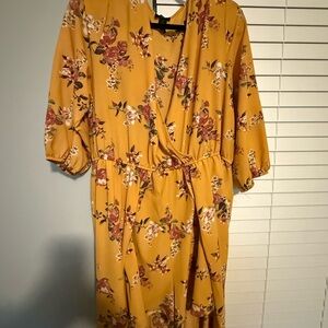 Forever 21 Yellow V-Neck romper  with Bishop Sleeves